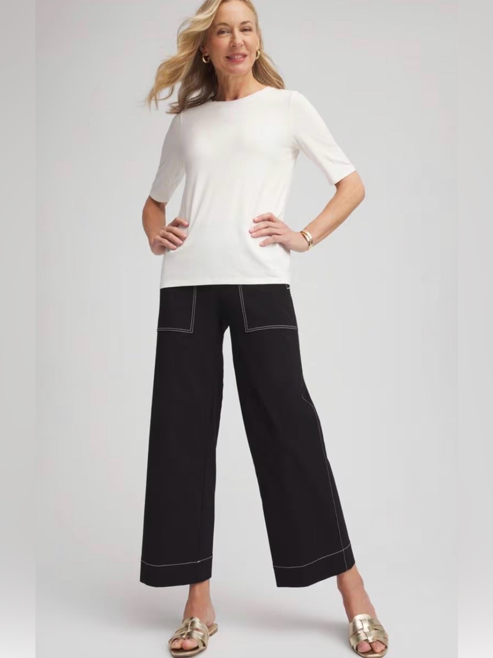 Chico’s Brigitte Utility Wide-Leg Cropped Pants Size  2 (US 12)